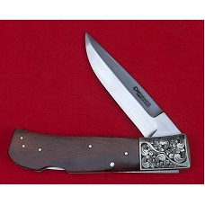 Frank Centofante (1936-2009) Lock Back Fighter Folder with Wood Handles & Engraved Bolsters by Shaw