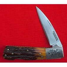 Frank Centofante (1936-2009) Lock Back Folder with Stag Handles, Engraving by Shaw