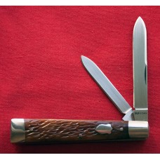Don Huffman Custom 2 Blade Knife with Brown Jigged Handles